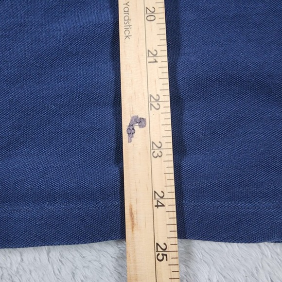 Scotch & Soda Polo Shirt Mens Large Navy Tipped Collar Cuffs Stretch Logo Patch - Picture 12 of 13